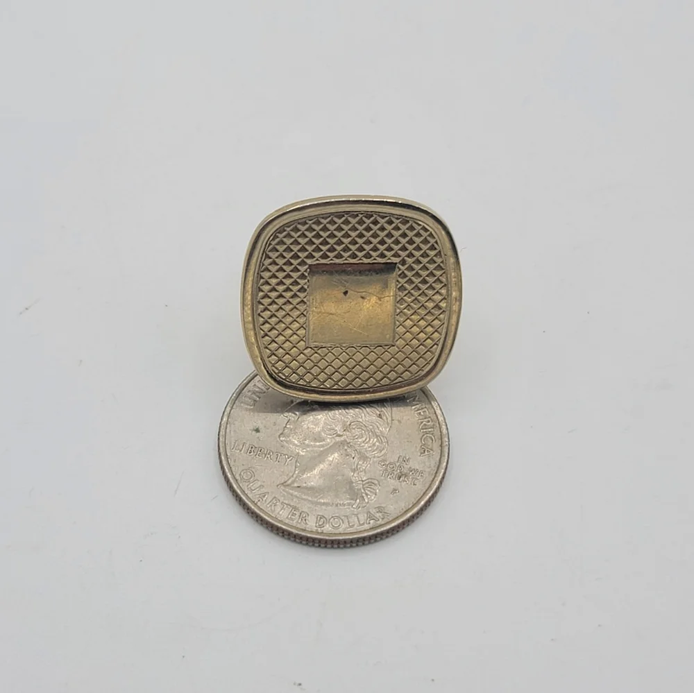 Gold Tone Cufflinks Crosshatch Textured Square Face Classic Midcentury Vintage